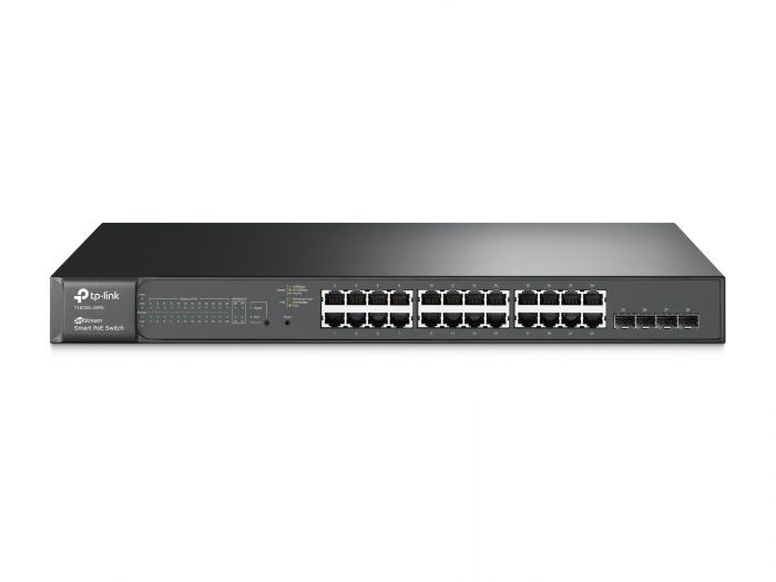 TP Link JetStream 24-Port Gigabit Smart PoE+ Switch with 4 SFP Slots T1600G-28PS (TL-SG2424P) ( 1ตัว/กล่อง )